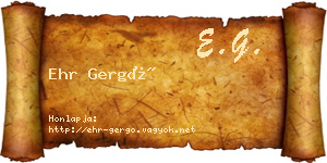 Ehr Gergő névjegykártya